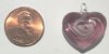 1 21mm Amethyst & White Lampwork Heart Pendant